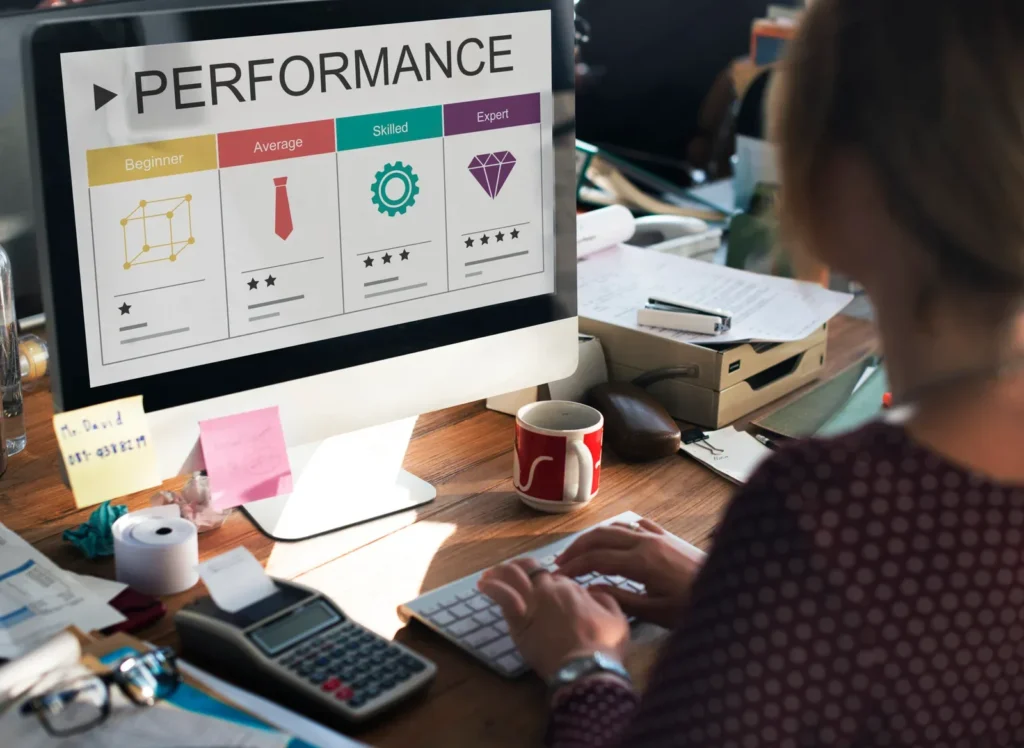 Performance management dashboard on a desktop screen